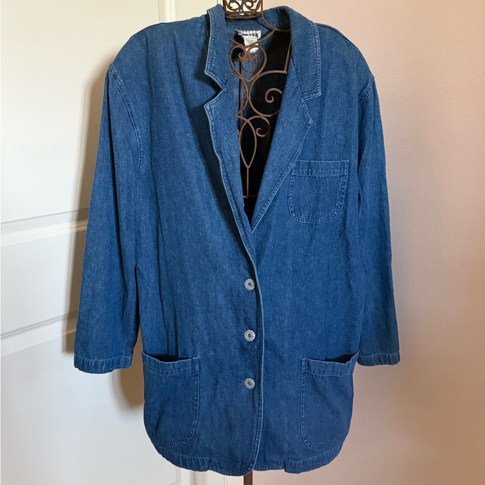 VTG Leslie Fay Sport Blue Denim Jacket size Large